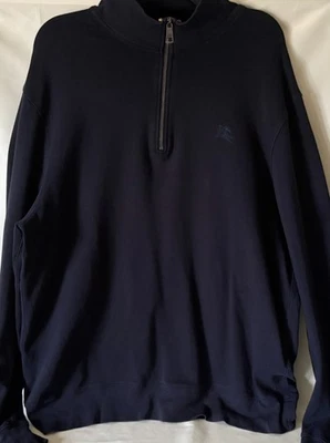 Sudadera Pullover Hombre Burberry Brit 1/4 Cremallera Azul Marino Algodón Talla XXL Foto 1 de 4