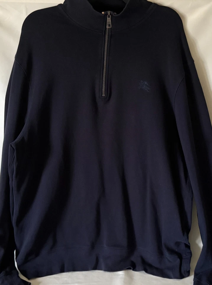 Sudadera Pullover Hombre Burberry Brit 1/4 Cremallera Azul Marino Algodón Talla XXL Foto 1 de 4
