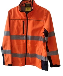 BISLEY WOMENS TAPED TWO TONE HI VIS SOFT SHELL JACKET ORANGE & NAVY 14 - Picture 1 of 17