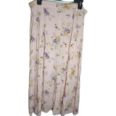 Maxi Falda Vintage Kathie Lee Floral Rosa Botón Cottagecore Talla 14 Hecha en EE. UU. Foto 1 de 4