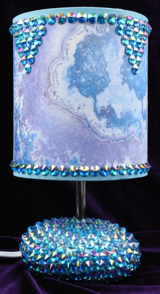 Aurora Borealis AB 水晶水钻镶嵌台灯,蓝色紫色,10 英寸 — 第 1/4 张图片