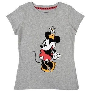 Disney Minnie Mouse Girl's Graphic Print Short Sleeve T-Shirt in Grey, 10/12 - Picture 1 of 4