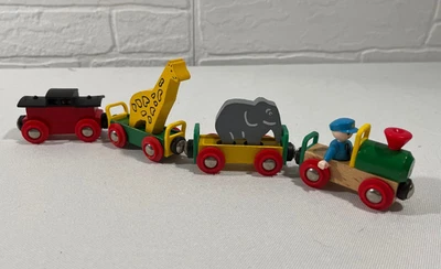 BRIO #33436 CIRCUS TRAIN Wooden Railway Elephant Giraffe Figure Animals - Image 1 of 4