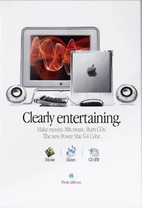 Apple Power Mac G4 Cube 24 x 36 Clearly Entertaining Steve Jobs Vintage Poster - Picture 1 of 1