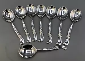 Waltz of Spring by Wallace Sterling Silver set of 8 Cream Soup Spoons 6" - Picture 1 of 3