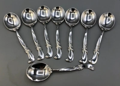 Juego de 8 cucharas soperas crema Waltz of Spring de Wallace de plata de ley 6" Foto 1 de 3