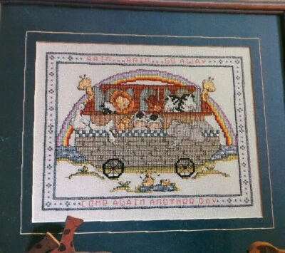 Cross Stitch Pattern NOAHS ARK Rain Rain Go Away Giraffe Lions Zebra Poem - Image 1 of 4