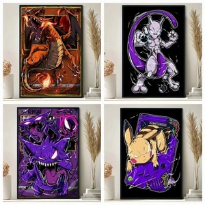 Lienzo de dibujos animados sin enmarcar inspirado en Pikachu, Charizard, Gengar, Mewtwo - Imagen 1 de 5