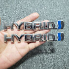 2pcs Chrome Silver Hybrid Emblem Car Trunk Badge Side Fender Metal Logo Sticker