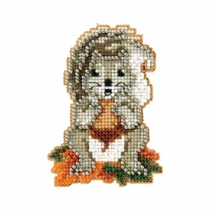 Squirrelly Beaded Cross Stitch Kit Mill Hill 2012 Autumn Harvest - Picture 1 of 3