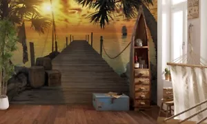 Fotomurale pareti interne murale gigante isola pirata tropicale 368x254cm - Foto 1 di 5
