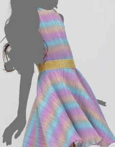 $187 Zoe Ltd Kids Girls Rainbow Sleeveless Metallic Glitter Round-Neck Dress 16 - Picture 1 of 4