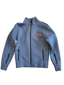 Prada Linea Rossa Double Jersey Zip-Up Sweatshirt Gray Art.SJC577 Size M - Picture 1 of 9