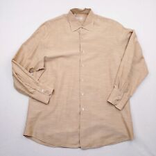 Ermenegildo Zegna Shirt Mens Large Tan Khaki Soft Double Button Angle Cuff