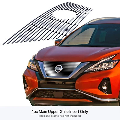 Inserto de rejilla de billet cromada superior principal de acero inoxidable para Nissan Murano 2019-2024 Foto 1 de 4