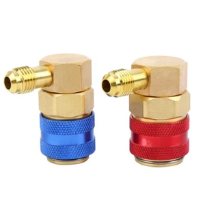 2x Car A/C 1/4" SAE High Low Side R134A Quick Coupler Adapter Manifold Connector - Picture 1 of 12