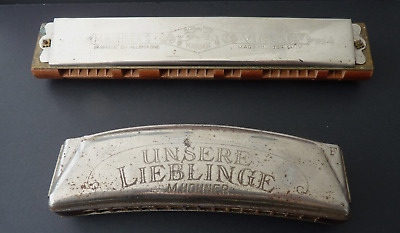 TWO VINTAGE HARMONICA'S by M HOHNER - VINETA No 4 and UNSERE LIEBLINGE
