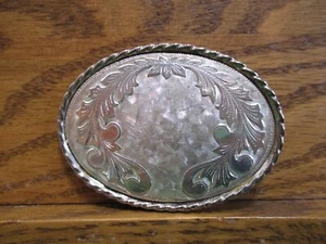Vintage Western Style Gürtelschnalle Seil Bordüre Blume Wirbel Cowboy Made in USA - Bild 1 von 5