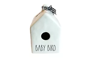 Rae Dunn BABY BIRD Casa en Forma de Cerámica Pajarera Blanco Negro Arco Colgante - Imagen 1 de 7