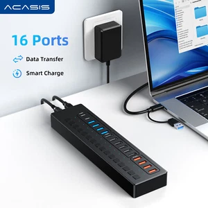 Interruptor alimentado divisor concentrador de carga inteligente Acasis 16 puertos USB-C 5Gbps - Imagen 1 de 11