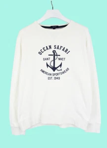 GANT Jumper Men's LARGE Ivory Logo Pullover Crew Neck - Picture 1 of 18