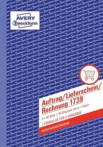 AVERY Zweckform 1739 Auftrag/Lieferschein/Rechnung Kombinationsbuch A5 - B-Ware - Bild 1 von 3