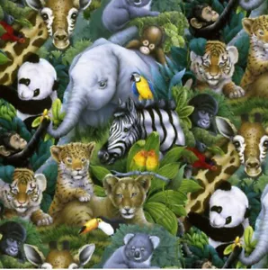 EXOTIC WILDLIFE-A Rare Occasion-100% Cotton by David Fabrics-by the Yard - Picture 1 of 1