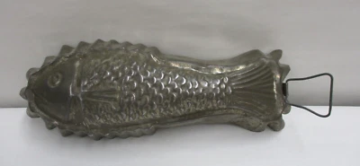 Molde de pudín de postre gelatina gelatina de metal con forma de pescado vintage de 10" de largo Foto 1 de 4
