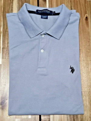 Polo masculino Assn EUA Ultimate Pique cinza design GG boa cor - Imagem 1 de 4