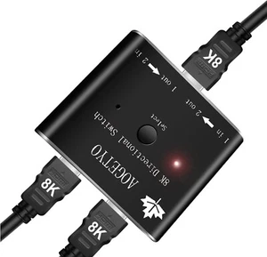 8K HDMI Splitter,2 in 1 Out/ 1 in 2 Out HDMI Switch,Gold-Plated 4K@120Hz,8K@60Hz - Picture 1 of 8