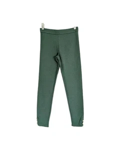 Janie and Jack Girls Leggings sz 12 NEW Button Cuff Ponte Pant pull on green - Picture 1 of 7