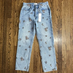 NWT Driftwood Floral Embroidered Jeans Size 26 Free People Inseam 27" - Picture 1 of 5