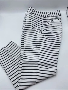 Pantalones de vestir Express Editor pierna recta para mujer blancos negros a rayas al tobillo 0 - Imagen 1 de 7