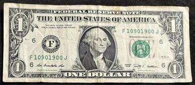 2009 Atlanta $1 Bill Trinary Oct. 9th 1900 Birthday/Ann. Fancy Chunky Ladder - Image 1 of 2