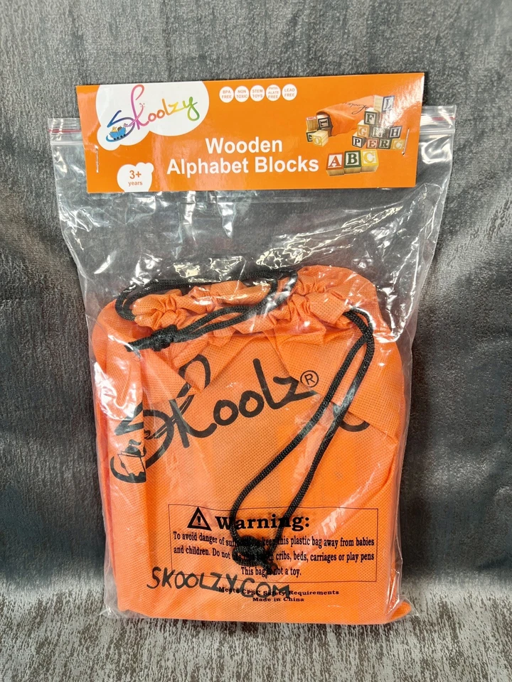 Skoolzy ABC Wooden Blocks for Toddlers 30 Wood Alphabet Cube Reading