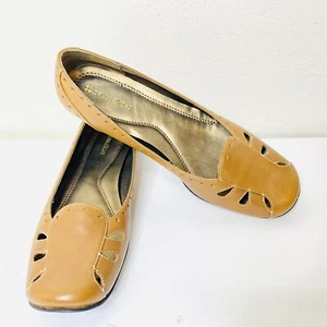 Naturalizer Leather Shoes Women's 7 1/2 M Vancelo Slip On Loafer Flats Camel  - Picture 1 of 11