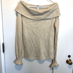 Maglione donna City DKNY beige taglia media spalle scoperte - Foto 1 di 5
