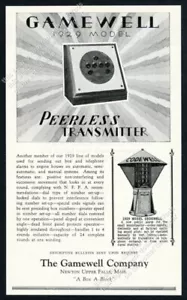 Transmisor de alarma contra incendios Gamewell Peerless 1929 y sirena Codewell anuncio impreso de colección - Imagen 1 de 7