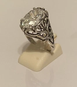 Kabana Sterling Silver 925 Large White Topaz Ornate Ring Size 7 - Picture 1 of 9