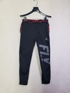 Jordan Boys Pants Large Black Logo 100%Polyester Drawstring Therma Fit Sweatpant - Picture 1 of 19