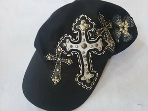 Dream Central logo, Black b.b. Cap With Rhinestone Cross, s/m - Picture 1 of 3