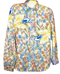 Ganesh Linen Men's Multi-Color Floral Button Up Shirt Size 2XL - Picture 1 of 10