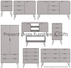 Grey Chest Wardrobe Sideboard TV Unit Coffee Table -Metal Hairpin Legs - Augusta - Picture 1 of 53