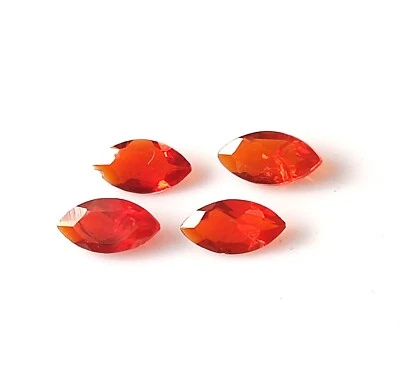 2.5X5 MM MARQUISE NATURAL MEXICAN FIRE OPAL FACETED REDDISH ORANGE STONE 4 PIECE - Image 1 of 4