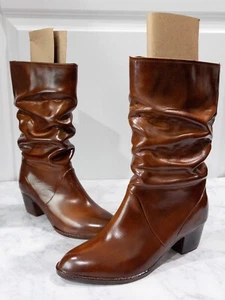 Vintage Moulded Construction Waterproof Fleece Lined Rubber Boots Brown Size 6 - Picture 1 of 7