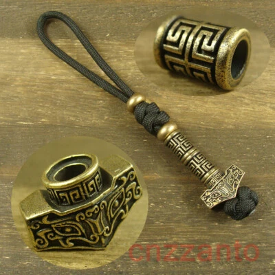 Tejido a mano 550 Paracord cuchillo de latón macizo cordón “martillo” cuentas de cuentas LH167 Foto 1 de 4