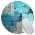 Turquoise and Grey Abstract Art Painting Mouse PadAnti Slip Rubber Round Mous...