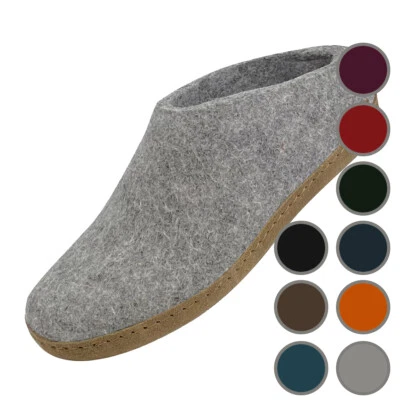glerups - Ledersohle - Unisex - Pantoffeln - Hausschuhe - 100% Naturwolle