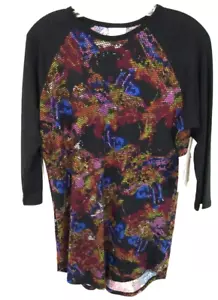 LuLaRoe Randy T Shirt Top Small Womens Multicolor Black 3/4 Raglan Sleeve New - Picture 1 of 7