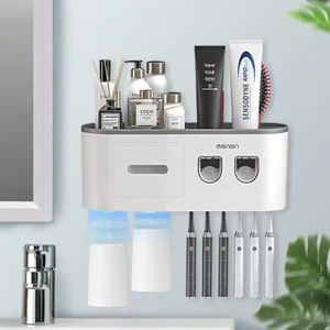 Toothbrush Holders Wall Mounted, Toothbrush Holder with Automatic Toothpaste Dis - Picture 1 of 1
